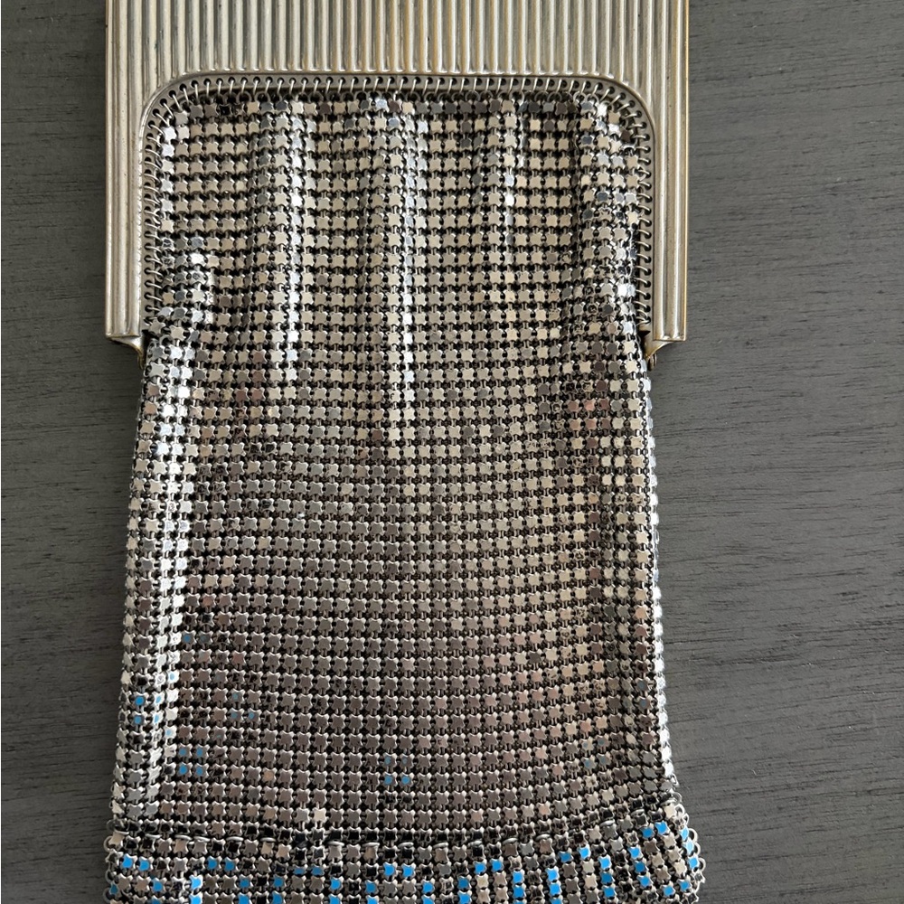 Vintage 1920s ART DECO flapper purse Whiting & Davis enameled mesh handbag purse - Picture 5 of 6